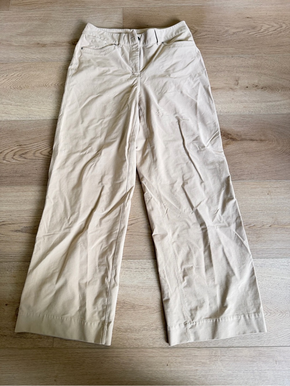Lululemon Wide Leg City Sleek Tan Stretch Pants Office Wear, size 28